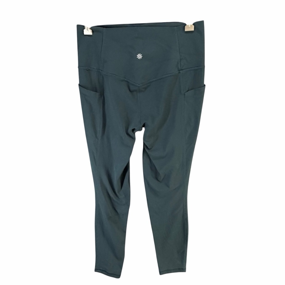Athleta Salutation Stash Tight Leggings M Pine Green Active Workout Yoga UPF 40+ - Picture 3 of 10